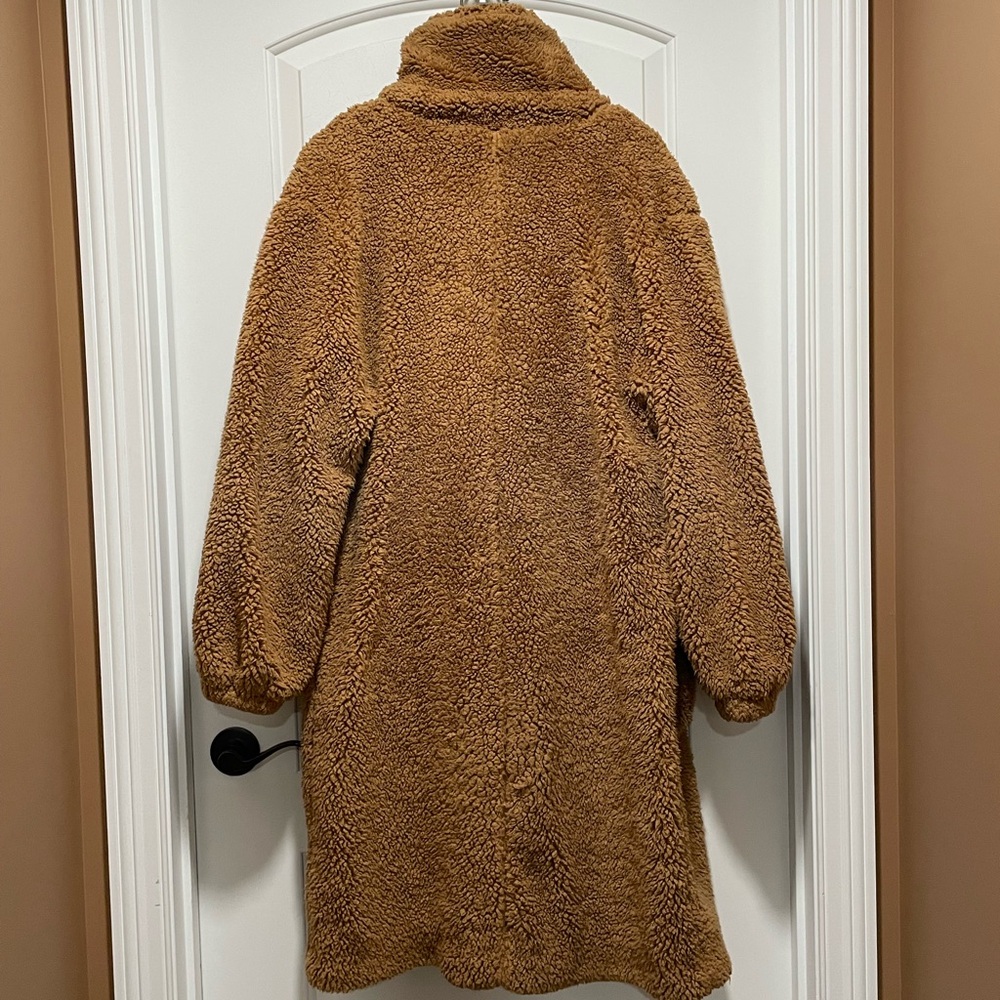 Free People Boho Chic Tessa Teddy Coat Sz Medium Oversized Grunge Front Pockets - Picture 8 of 14